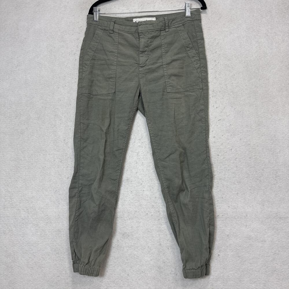 Frank & Eileen Jameson Pants Womens 6 Green Twill Jogger Cuffed Pockets Casual